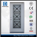 Wroght Iron Inserted Glass Inserted Metal Grille Door